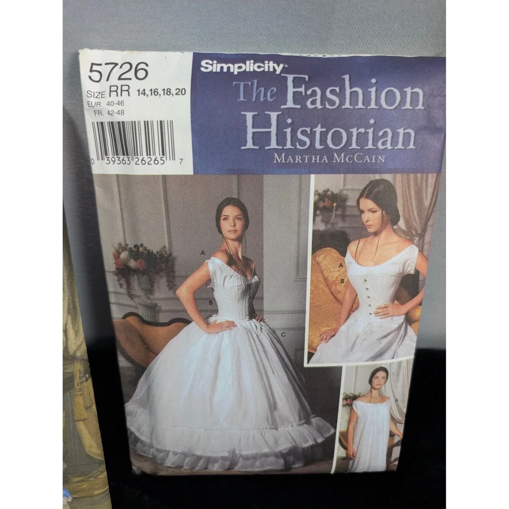 Simplicity Fashion Historian Sewing Patterns 9769 5726 Misses 14-20 White Good
